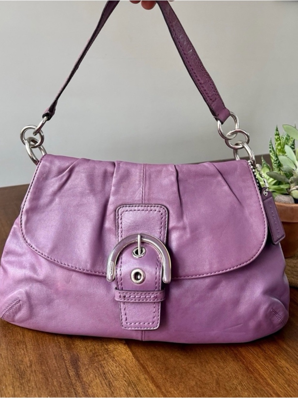 Purple Leather Coach Soho Shoulder Bag